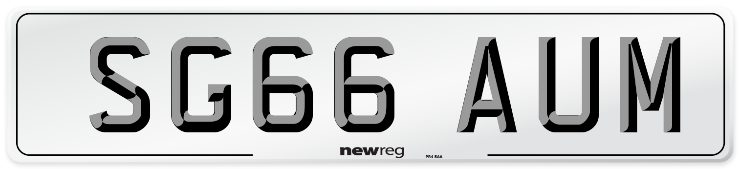 SG66 AUM Number Plate from New Reg